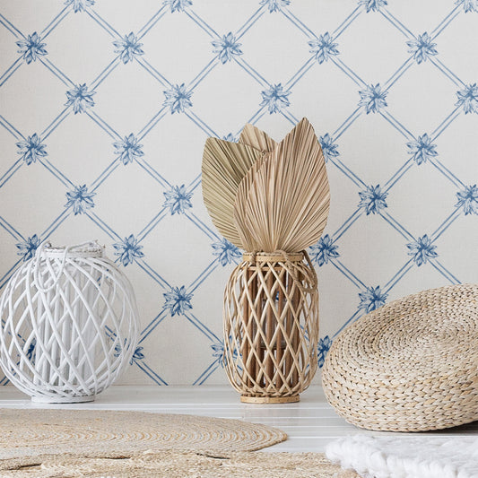 Lotus Lattice on Grasscloth