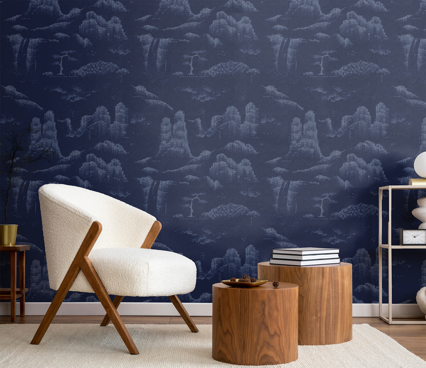 Shan Shui on Grasscloth