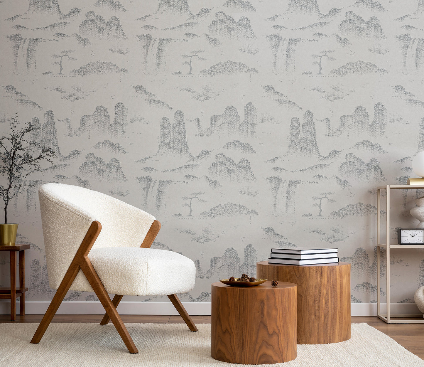 Shan Shui on Grasscloth